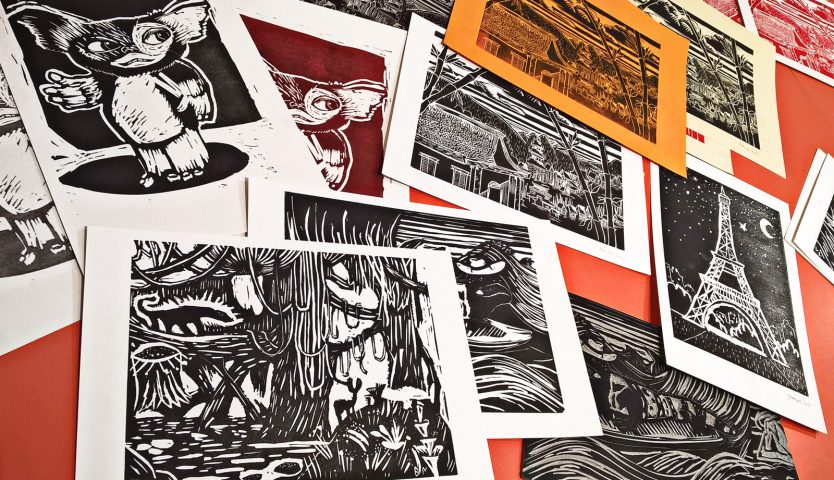 Ateliers linogravure et illustration à Cultura - Bègles spig linocutfactory stephane getas cultura bègles