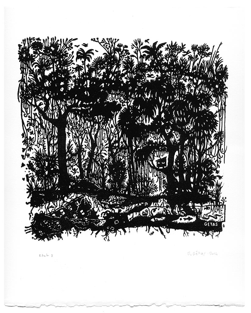 Jungle - Linogravure noir et blanc