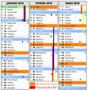 calendrier 2019 ateliers linogravure linocutfary à Bordeaux