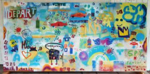 Fresque murale collective techniques mixtes