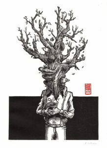 Série en cours : Homo Botanicus   Linogravure